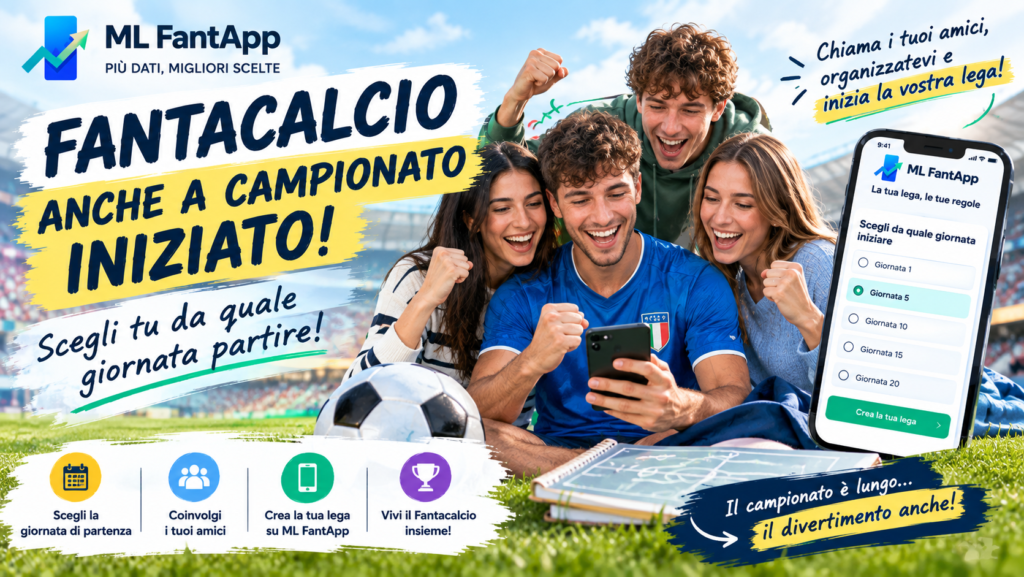 Fantacalcio con gli amici e ML FantApp, organizza una lega e vivi la Serie A insieme al tuo gruppo.